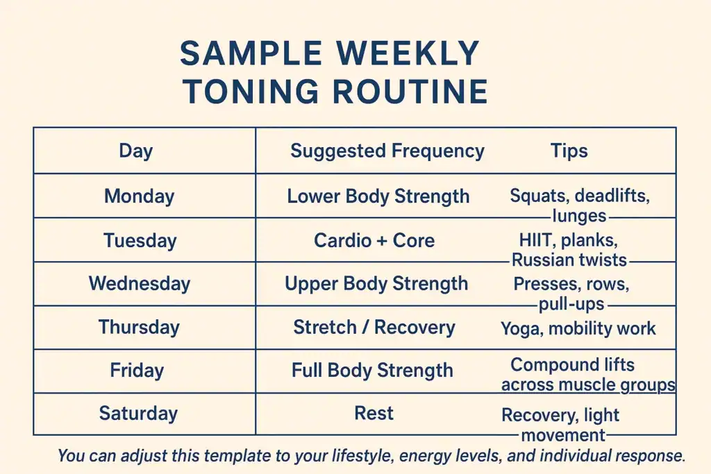 Achieving the Perfect Tone: How Often Should You Exercise for Results? 4 Weekly exercise Bridport plan graphic