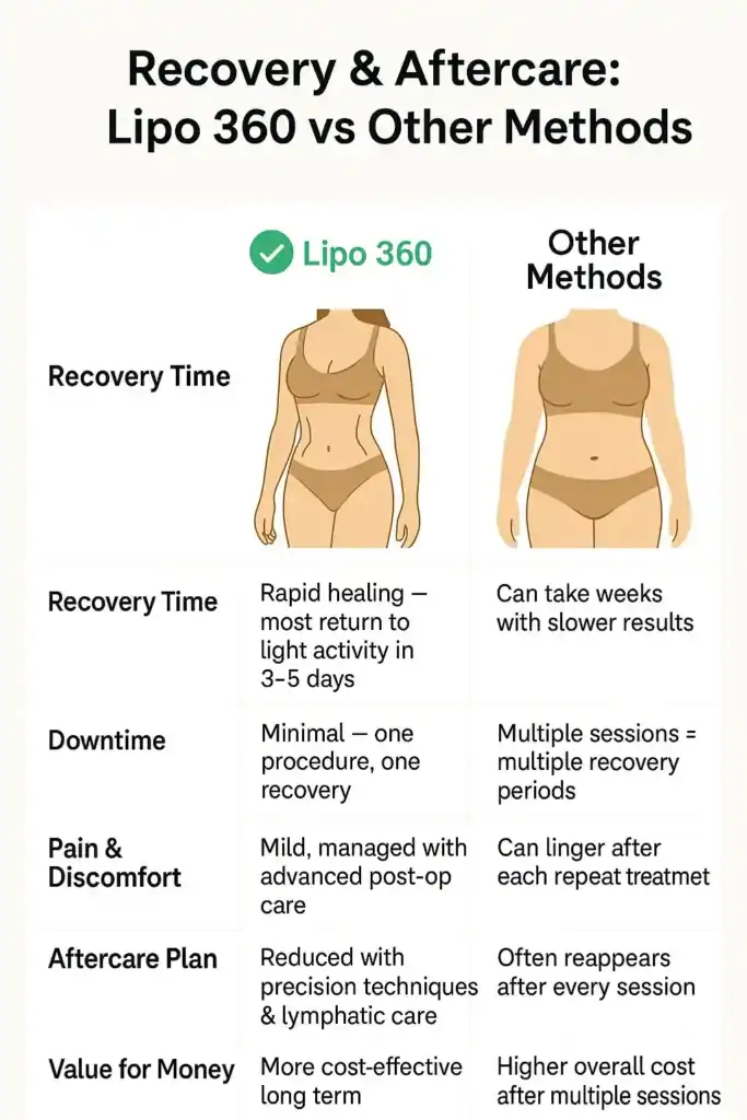 Recovery and Aftercare for Fat-Dissolving Surgery 2 Table to show fat dissolving injection aftercare Bridport